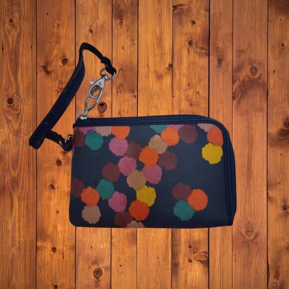 FOSSIL Confetti Polka Dot Wristlet Coated Canvas Card Wallet Colorful Logo - Picture 6 of 6